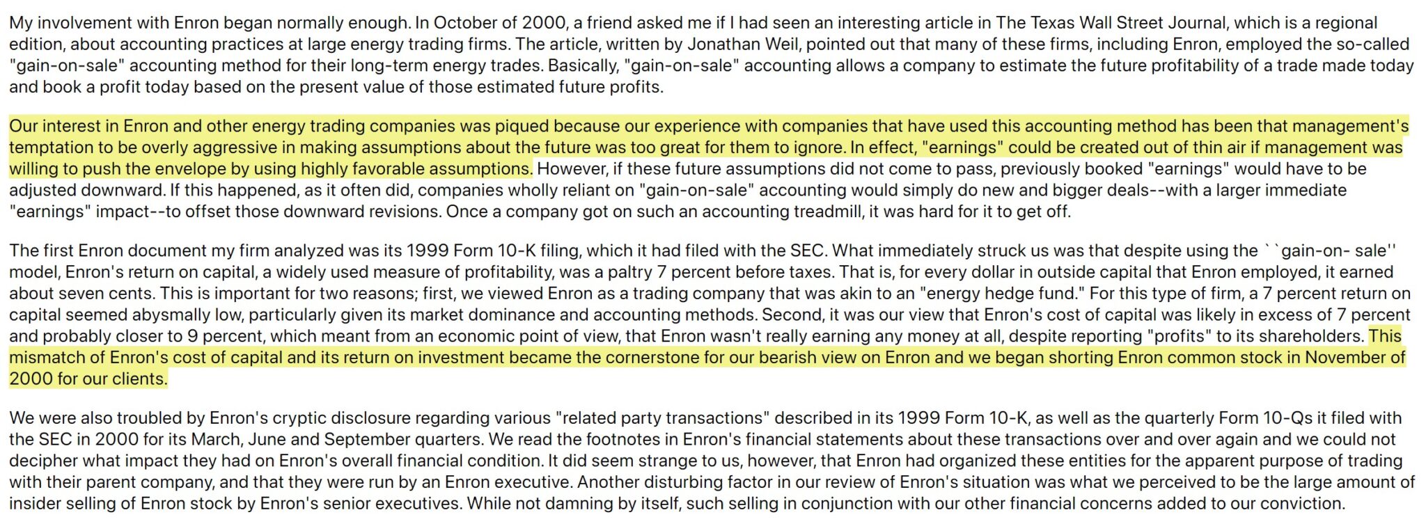 Short Selling Hedge Fund Example