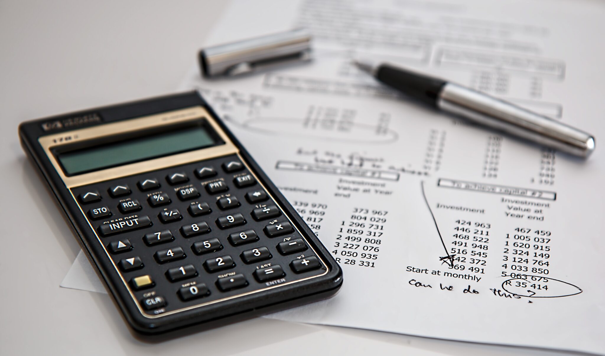 calculator with financial statement print out