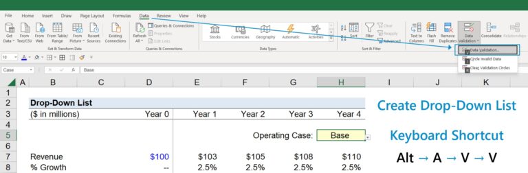 Create Drop-Down List in Excel Shortcut
