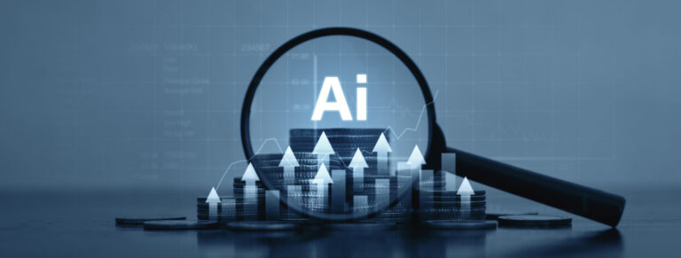 AI Finance, growing business concept related to finance Improvements increase profits moving forward. Financial market success goals With AI technology