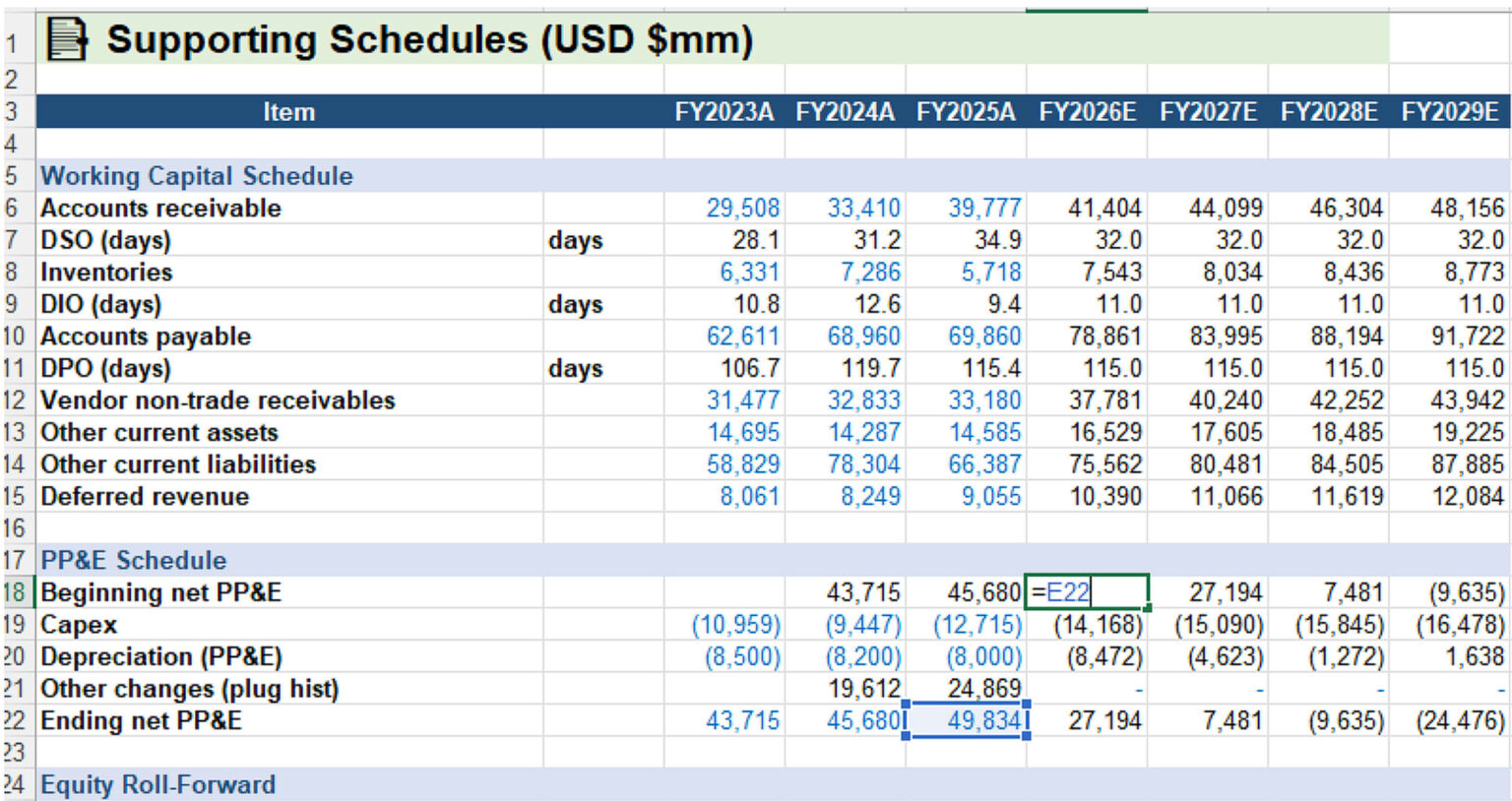 Copilot financial modeling formulas